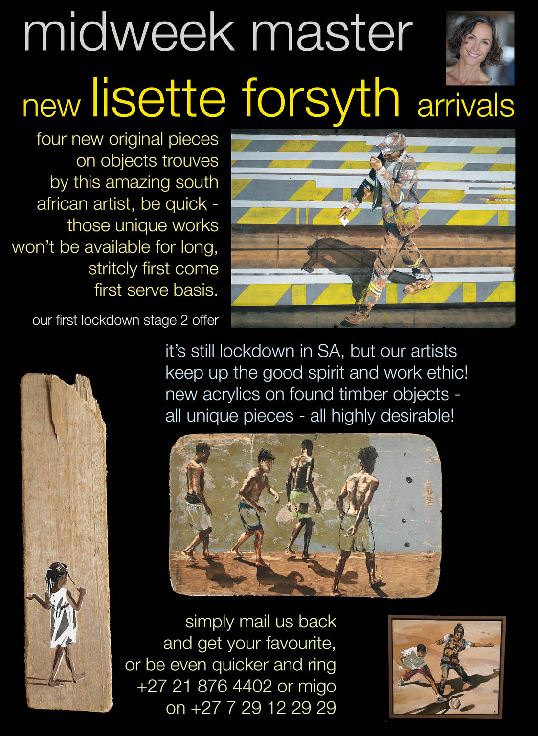 four new works by lisette forsyth on objects trouvés - be quick - our midweek master series continues